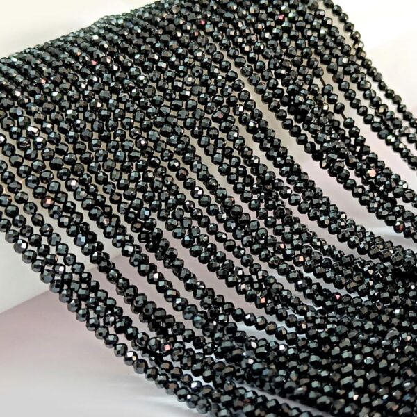 2mm - 2.50mm Black Spinel Faceted Beads, Natural Black Spinel Beads AAA+ Quality, Black Spinel Faceted Roundel Beads 13 inch Strand - Image 2