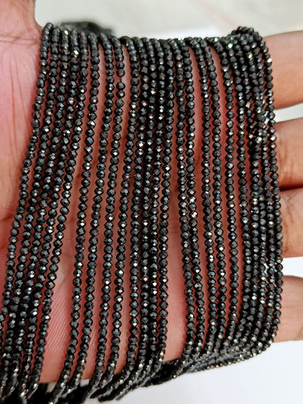 2mm - 2.50mm Black Spinel Faceted Beads, Natural Black Spinel Beads AAA+ Quality, Black Spinel Faceted Roundel Beads 13 inch Strand - Image 4