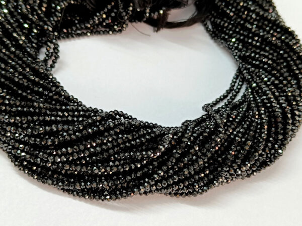 2mm - 2.50mm Black Spinel Faceted Beads, Natural Black Spinel Beads AAA+ Quality, Black Spinel Faceted Roundel Beads 13 inch Strand - Image 5