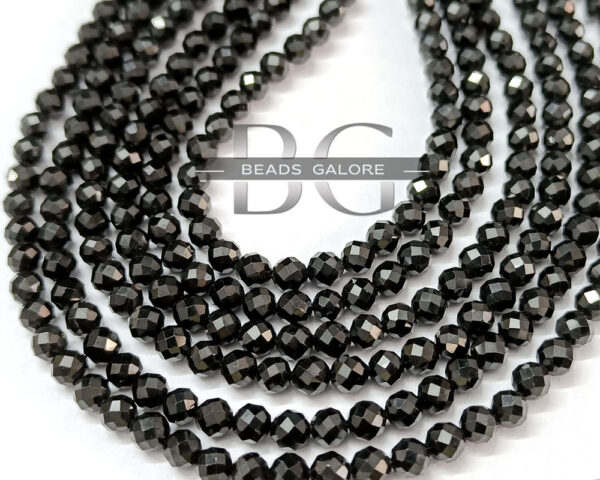 4mm Black Spinel Faceted Beads, Natural Black Spinel Beads AAA+ Quality, Black Spinel Faceted Round Beads 13 inch Strand