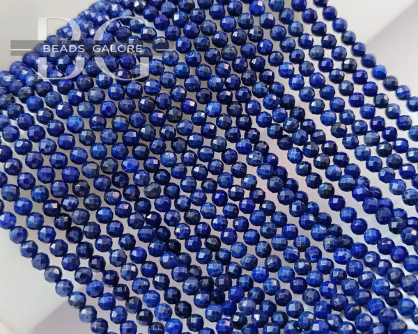 3mm Lapis Beads, Natural Lapis Lazuli Faceted Beads AAA+ Quality, Lapis Lazuli Faceted Round Beads 13 inch Strand - Image 3