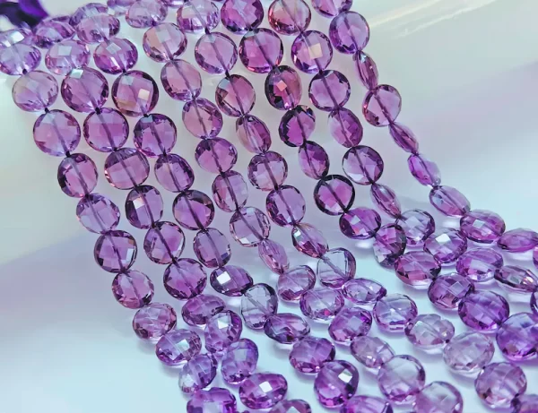 8.00 MM Amethyst Faceted Coin Shape Beads, AA+ Amethyst Faceted Beads, Amethyst Coin, Amethyst Gemstone Jewelry Making Beads