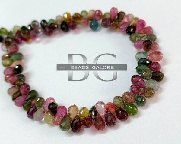 Tourmaline TearDrops Beads, Multi Tourmaline Briolette, Multi Tourmaline Faceted Drops, Jewelry Making Beads - Image 2