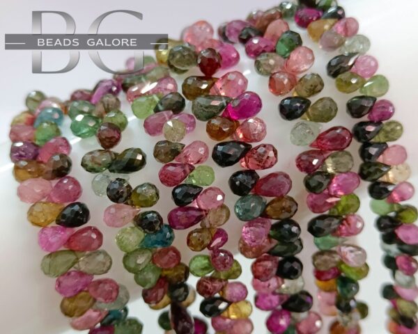 Tourmaline TearDrops Beads, Multi Tourmaline Briolette, Multi Tourmaline Faceted Drops, Jewelry Making Beads