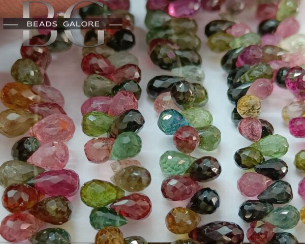 Tourmaline TearDrops Beads, Multi Tourmaline Briolette, Multi Tourmaline Faceted Drops, Jewelry Making Beads - Image 5