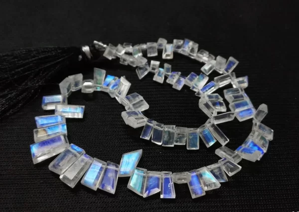 White Rainbow Moonstone Rectangle Shape Beads, Blue Moonstone Beads, Rainbow Moonstone Beads - Image 2