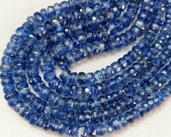 Natural Kyanite Beads, Faceted Rondelle Gemstone Beads, Blue Kyanite Beads, Kyanite Rondelle Beads, Kyanite Beads, Kyanite Crystal