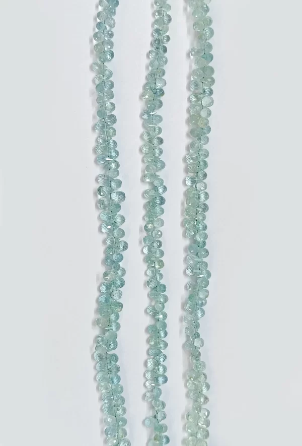 Aquamarine Faceted Teardrops Beads, Natural Aquamarine Briolette, Light Blue Aquamarine gemstone, 8.5 inch Strand For Jewelry Making, - Image 4