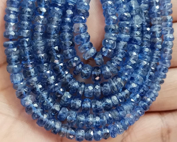 Natural Kyanite Beads, Faceted Rondelle Gemstone Beads, Blue Kyanite Beads, Kyanite Rondelle Beads, Kyanite Beads, Kyanite Crystal - Image 4