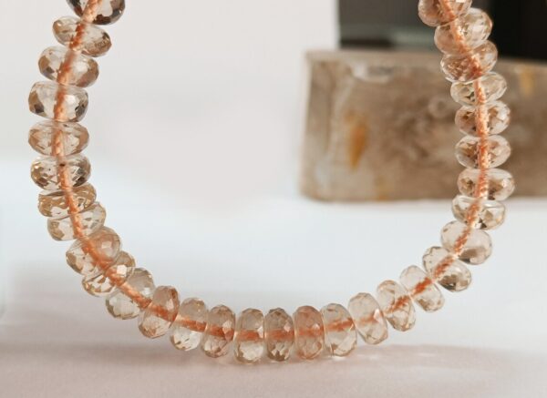 Natural Oregon Sunstone Bracelet, Sunstone Beaded Bracelet, Faceted Beads Bracelet 7.5MM, Sunstone Stretch Bracelet - Image 4