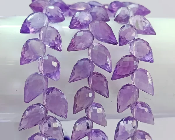 Amethyst Diagonal Drill Faceted Teardrop Briolette, Amethyst briolette necklace, Amethyst Flower Buds Beads, Amethyst Drops Beads - Image 4