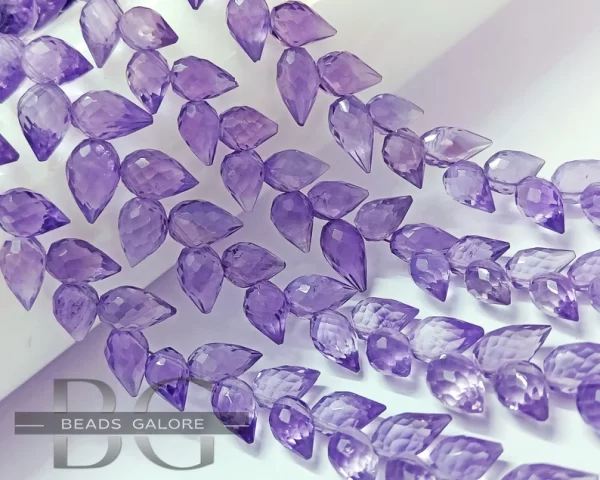 Amethyst Diagonal Drill Faceted Teardrop Briolette, Amethyst briolette necklace, Amethyst Flower Buds Beads, Amethyst Drops Beads