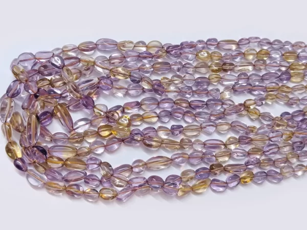 Ametrine Smooth Tumble Beads, Ametrine Nuggets Beads, Natural Ametrine Gemstone Strand 16" - Image 2