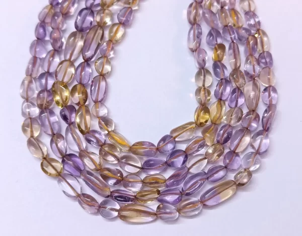 Ametrine Smooth Tumble Beads, Ametrine Nuggets Beads, Natural Ametrine Gemstone Strand 16" - Image 3