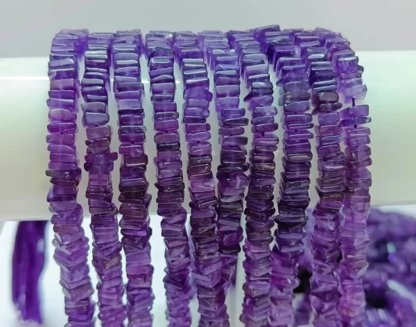 Amethyst Heishi Shape Smooth Beads, Square Shape Smooth Beads, 5.50X5.50 MM Approx 16"Inches Natural Amethyst Beads.