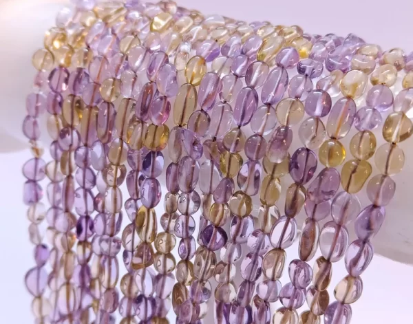 Ametrine Smooth Tumble Beads, Ametrine Nuggets Beads, Natural Ametrine Gemstone Strand 16" - Image 6