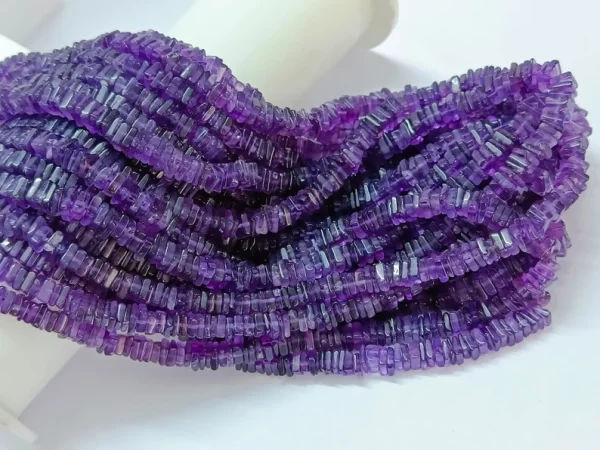 Amethyst Heishi Shape Smooth Beads, Square Shape Smooth Beads, 5.50X5.50 MM Approx 16"Inches Natural Amethyst Beads. - Image 3