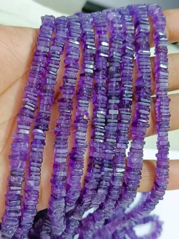 Amethyst Heishi Shape Smooth Beads, Square Shape Smooth Beads, 5.50X5.50 MM Approx 16"Inches Natural Amethyst Beads. - Image 4