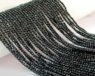 2mm - 2.50mm Black Spinel Faceted Beads, Natural Black Spinel Beads AAA+ Quality, Black Spinel Faceted Roundel Beads 13 inch Strand