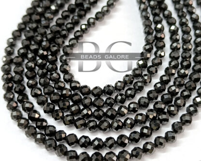 4mm Black Spinel Faceted Beads, Natural Black Spinel Beads AAA+ Quality, Black Spinel Faceted Round Beads 13 inch Strand