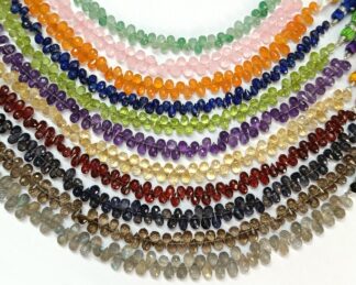 Mix Stone Faceted Briolettes, Faceted Teardrop Beads, Briolette For Jewelry Making