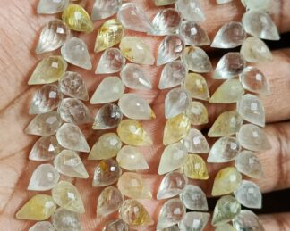Golden Rutile Diagonal Drill Faceted Teardrop Briolette, Golden Rutile Beads, Golden Rutile Flower Buds Beads, Golden Rutile Drops