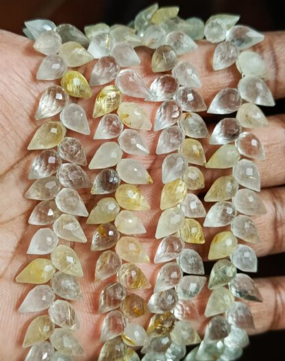Golden Rutile Diagonal Drill Faceted Teardrop Briolette, Golden Rutile Beads, Golden Rutile Flower Buds Beads, Golden Rutile Drops