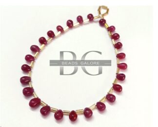 Natural Ruby Smooth Drops Shape Beads, Indian Ruby Drops, Ruby briolette For Jewelry Making Necklace Making, July Birthstone