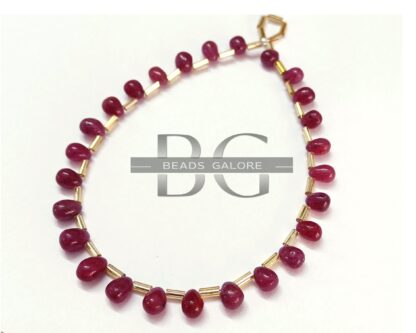 Natural Ruby Smooth Drops Shape Beads, Indian Ruby Drops, Ruby briolette For Jewelry Making Necklace Making, July Birthstone