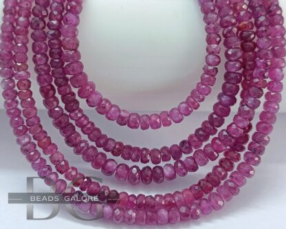 Star Ruby Rondelle Beads, Natural Star Ruby Faceted Gemstone Beads 5-2.50MM 17 inch Strand. July Birth Stone Necklace Beads