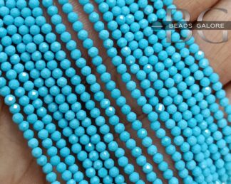 Turquoise Beads Faceted Round Beads 2.50mm 13inch Strand, Turquoise Stone Beads, Turquoise Rondelle Beads, Tiny Turquoise Gemstone Beads.