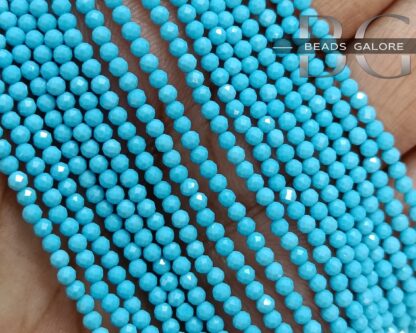 Turquoise Beads Faceted Round Beads 2.50mm 13inch Strand, Turquoise Stone Beads, Turquoise Rondelle Beads, Tiny Turquoise Gemstone Beads.