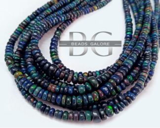 Ethiopian Opal Smooth Roundel Beads, Dark Blue Opal beads, Opal Plain Roundel Beads 16inch Strand