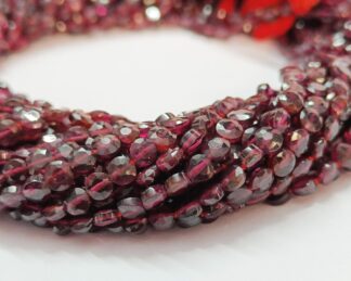 Garnet Coin Shape Gemstone Beads 4 mm 13.50" Strand, Garnet Coin Beads Straight Drill, Mozambique Garnet