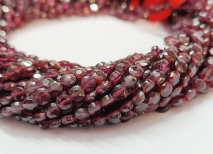 Garnet Coin Shape Gemstone Beads 4 mm 13.50" Strand, Garnet Coin Beads Straight Drill, Mozambique Garnet