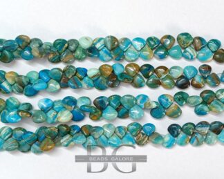 Peru Opal Heart shape Beads ,Smooth Peruvian Opal Gemstone Beads ,Peru Opal, Andean Opal Hearts , jewelry supplies  8.5 inches Strand