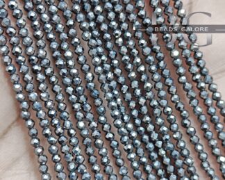 Terahertz Beads 2.30 MM AAA quality, Natural Terahertz Stone Beads, Silver Metallic Terahertz Stone beads 13" Strand, Tiny Terahertz Beads.