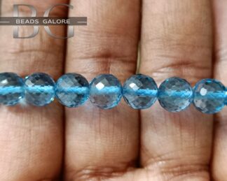 Blue Topaz Bracelet, Natural Swiss Blue Topaz Faceted Beads Bracelet, AA+ Quality, Christmas Sale