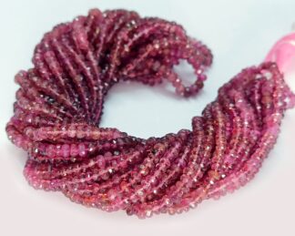 Pink Tourmaline Beads, AAA Pink Tourmaline Faceted Rondelle Beads, Tourmaline 3.00-4.00 mm Beads, Natural Tourmaline Beads