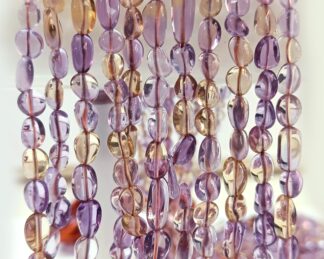 Ametrine Smooth Tumble Beads, Ametrine Nuggets Beads, Natural Ametrine Gemstone Strand 16"