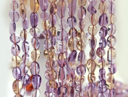 Ametrine Smooth Tumble Beads, Ametrine Nuggets Beads, Natural Ametrine Gemstone Strand 16"