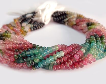 Tourmaline Smooth Rondelle Beads 5.00 MM, Natural Multi Tourmaline Beads 14.50" Strand, Gradient Beads, Multi color necklace beads