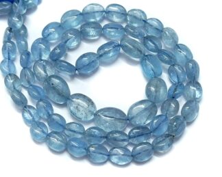 Moss Aquamarine Smooth Oval Shape Beads, Moss Aqua Beads, AA Quality Aquamarine Jewelry Making Beads 16 Inch Strand.