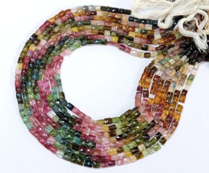 Multi Tourmaline Square Shape faceted beads 4.5 x 5.5MM, Natural Tourmaline Faceted Square GOOD Quality Jewelry Making Beads.