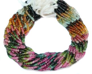 Multi Tourmaline Faceted Rondelle Beads AAA+ 3.50 MM, Natural Multi Tourmaline Beads 14" Strand, Super Fine Color, Cutting & Polished