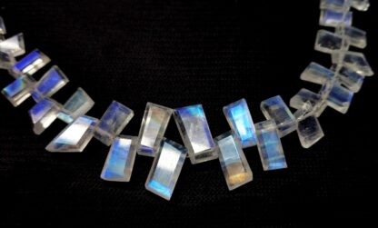 White Rainbow Moonstone Rectangle Shape Beads, Blue Moonstone Beads, Rainbow Moonstone Beads