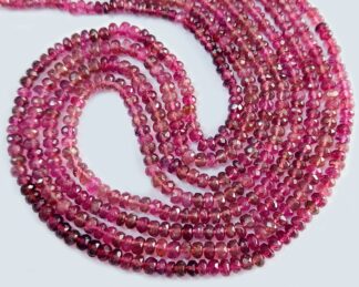 Pink Tourmaline Beads, AAA Pink Tourmaline Faceted Rondelle Beads, Tourmaline 3.00-4.00mm Beads, Natural Tourmaline Beads