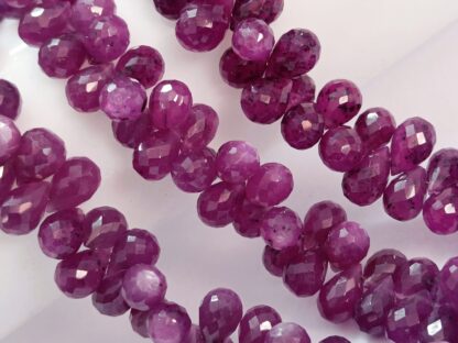 Star Ruby Gemstone Faceted Tear Drops Beads, Star Ruby briolette, For Jewelry Making Necklace Making.