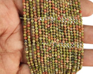 Unakite Jasper Beads Natural Stone Faceted Beads, Green Jasper Beads, 2.50mm Natural Unakite Beads For Jewelry Making.