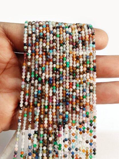 Multi Gemstone Beads Faceted Roundel Beads 2.00-2.20mm, Multi Stone Beads, Mix Stone Rondelle Beads, Tiny mix Gemstone Beads.